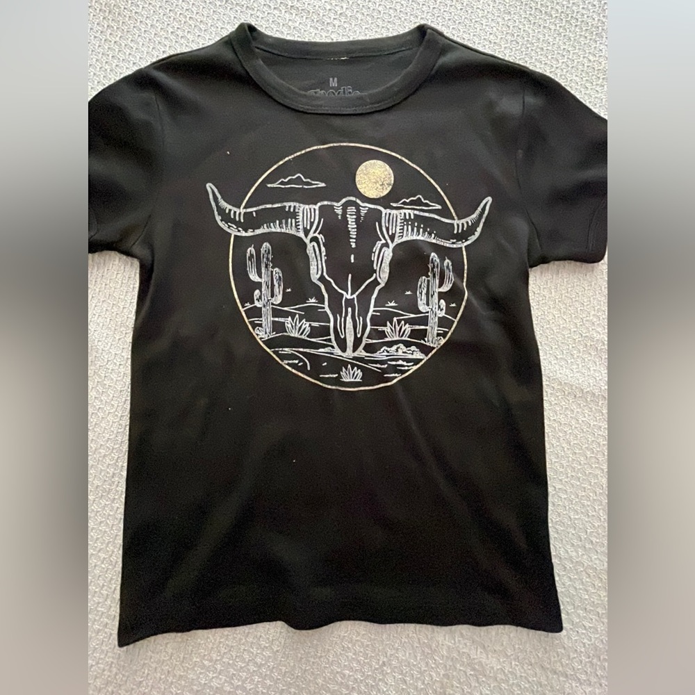 Black Graphic Cropped T